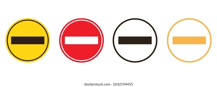Stop, do not cross, ban, forbidden and alert icon set road safety sign board symbols in red and white color. Stop sign red color isolated. Vector stop hand sign vector illustration