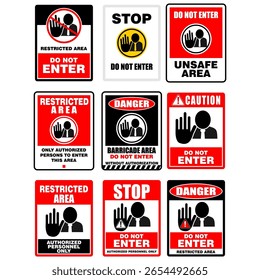 Stop, do not enter, restricted area, sign vector