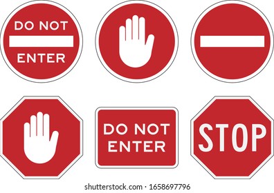 Stop And Do Not Enter Sign Icon. Warning And Attention. Restricted And Dangerous Vector Sign. Illustration Of Traffic Road And Stop Symbol. Traffic Stop And Do Not Enter.