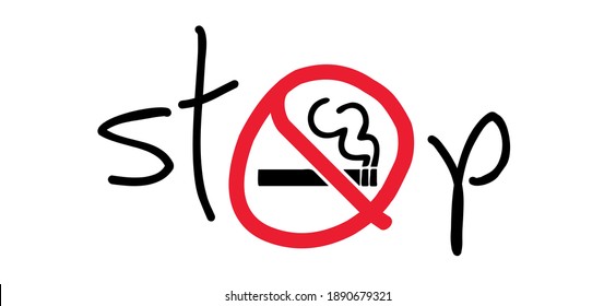 Stop, do not smoke sign. Smoke free zone including electronic cigarettes. Forbidden no smoking. Forbid cigarette tobacco area. Stop halt allowed, no ban. Flat vector. No smoking day. October or may