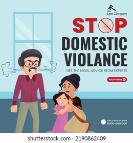 Stop Domestic Violance Get The Legal Advice From Experts Banner Design Template.