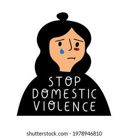 Stop domestic violence. 
Hand drawn icon illustration on white background.