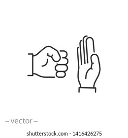stop domestic violence icon, stop fist hand, line symbol on white background - editable stroke vector illustration eps10