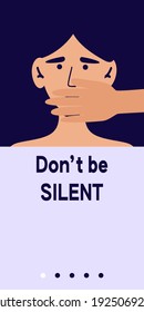 Stop domestic violence. Social issues, abuse,agression on women, harassment and bullying. Violence against woman. Mobile app, landing page, banner or brochure. Flat illustration, isolated on a white.