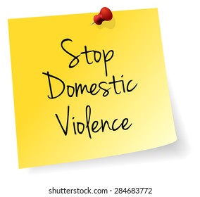 Stop Domestic Violence Yellow Stick Note Paper Vector