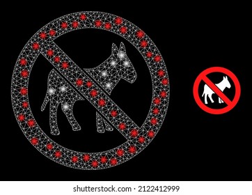 Stop donkey icon and constellation net mesh stop donkey structure with bright spots. Illuminated model is generated using stop donkey vector icon and polygonal mesh. Illuminated frame stop donkey,