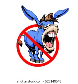 Stop donkey. Red prohibition sign.