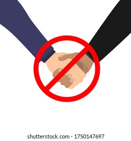 Stop, don't shake hands. Prohibition sign so as not to spread the virus.