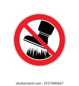 stop, don't step on grass, vector icon with red line on white background.