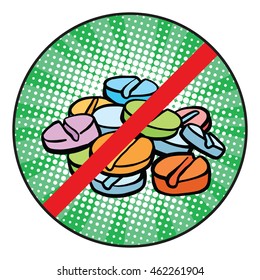 Stop doping sign icon pop art retro comic book vector illustration