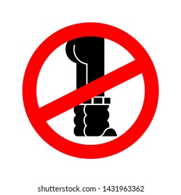 Stop Down pants. Red road Forbidding sign. Ban pull off Jeans