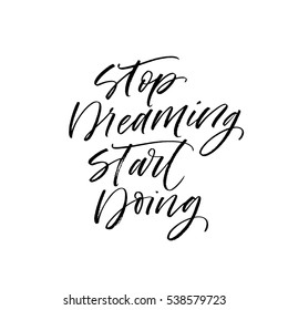 Stop Dreaming Start Doing Postcard Motivational Stock Vector (Royalty ...