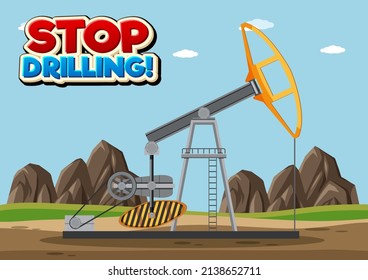 Stoppen Sie das Bohren von Cartoons Logo Design Illustration