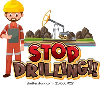 Dejar de perforar la ilustración del logo de la palabra caricatura