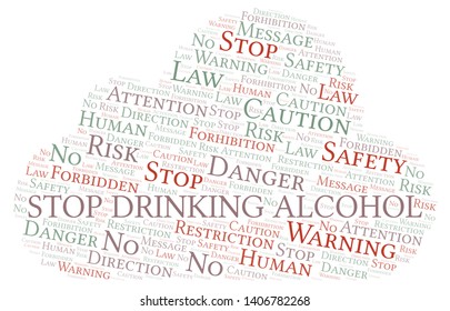 Stop Drinking Alcohol word cloud. Wordcloud made with text only.
