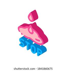 Hör auf, Blut-Symbol-Vektorgrafik. isometrische Stopp Tropfen Blutzeichen. farbige einzelne Symbolillustration