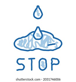 dejar de lanzar el vector del icono de esbozo de sangre. El arte de la línea azul del doodle dibujado a mano deja de arrojar signos de sangre. ilustración de símbolo aislado