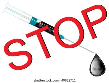 Stop drugs wall sheet, vector illustration