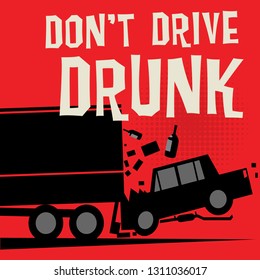 Stop Drunk Driving Accidents poster, vector illustration