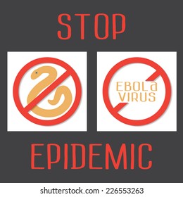 Stop Ebola. Deadly ebola virus epidemic - vector graphic icon. Microscopic view of the Ebola virus. Ebola prevention. Vector 10 EPS