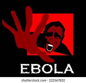 Stop Ebola. Man. Vector Illustration. Virus disease. Red.