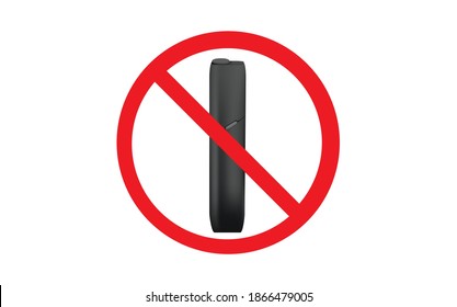 Stop electronic cigarette. Stop smoking, white device, heating tobacco system, newest electronic cigarette. Realistic vector illustration. Great for flyers, posters, banner.