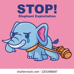 Stop elephant exploitation. Isolated animal illustration. Flat Style Sticker Icon Premium vector