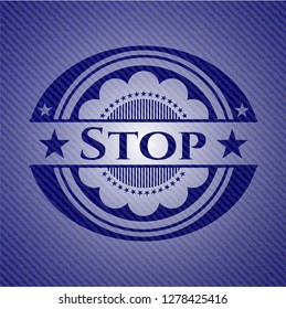  Stop emblem with denim texture