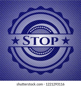 Stop emblem with jean texture