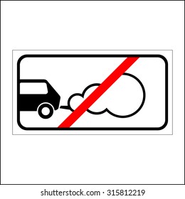 Stop the engine icon. Parking with the engine running is prohibited sign. Concept of smog pollutant, damage, contamination, garbage, combustion products. On white background. Flat design. Vector