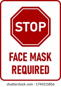 Stop Face Mask Required or No Mask No Entry Vertical Instruction Icon with an Aspect Ratio of 3:4 and Rounded Corners. Vector Image.