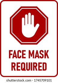 Stop Face Mask Required or No Mask No Entry Vertical Instruction Icon with an Aspect Ratio of 3:4 and Rounded Corners. Vector Image.