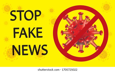 Stop Fake News Of Covid-19 And Symbol  On Yellow Background 