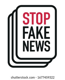 Stop Fake News and disinformation in the media sign. Graphic design vector illustration typography