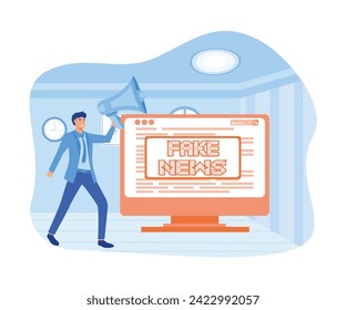 Stop fake news and misinformation spreading on internet and media concept. flat vector modern illustration 