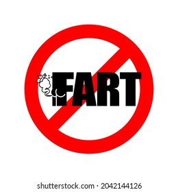 Stop Fart. Ban Farting. Red prohibition road sign.  