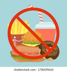 Stop Fast Food Eating Bad Dish Stock Vector (Royalty Free) 1730199610 ...