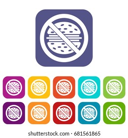 Stop fast food icons set vector illustration in flat style in colors red, blue, green, and other