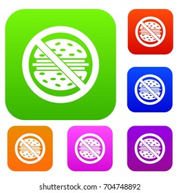Stop fast food set icon in different colors isolated vector illustration. Premium collection
