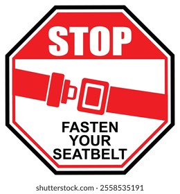 Stop, fasten your seat belt, sticker vector
