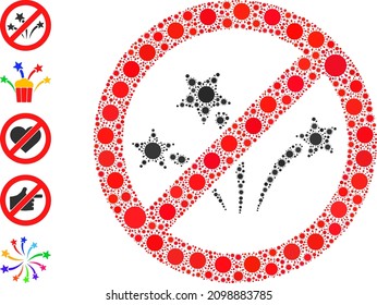 Stop fireworks mosaic icon. Vector collage is designed from random virus cell parts. Virus cell mosaic stop fireworks icon, and more icons. Stop fireworks collage for pandemic images.