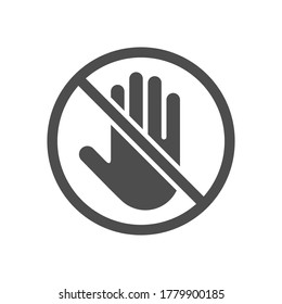 Icono plano en fondo blanco, mano tachada