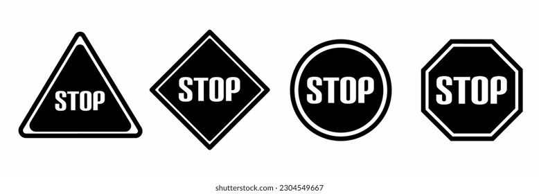 Stop flat illustration set. Stop flat icon. Stock vector.