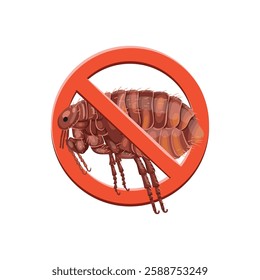 Stop flea insect. Stop insects sign. flea insect in red forbidding circle, vector