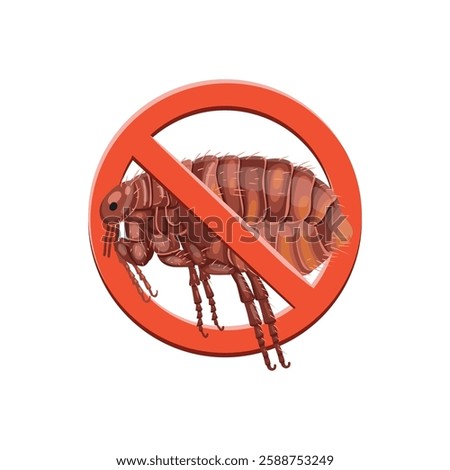 Stop flea insect. Stop insects sign. flea insect in red forbidding circle, vector