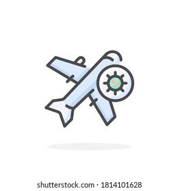 Detener vuelo, icono de virus en el estilo de contorno relleno. Para tu diseño, logotipo. Ilustración vectorial.