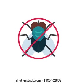 Stop fly insect flat icon, vector sign, colorful pictogram isolated on white. No fly pest symbol, logo illustration. Flat style design