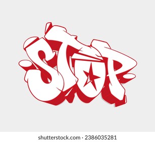 Detener el tipo de letra en el estilo del graffiti. Ilustración vectorial.