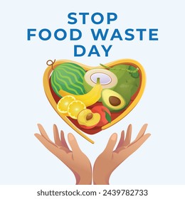 Stop Food Waste Day design template good for celebration usage. food waste illustration. food design. vector eps 10. flat design.