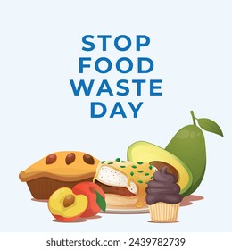 Stop Food Waste Day design template good for celebration usage. food waste illustration. food design. vector eps 10. flat design.